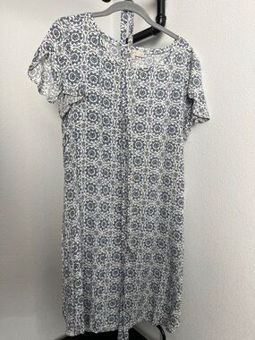 LOFT White and Blue Floral Mini Dress